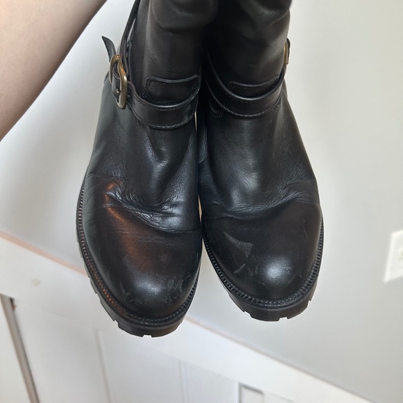 LL Bean Black Genuine Leather Knee High Riding Boots - Picture 3 of 8
